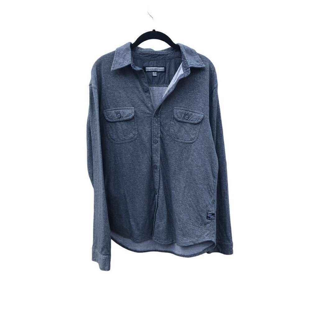 PD&C Men's Long Sleeve Button Up Shirt Large (L) Heather Grey